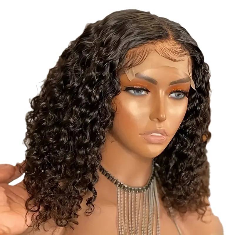 The new European and American little lace wigs of lace wigs, Bobo head, natural black medium -sized short hair chemical fibrous hair