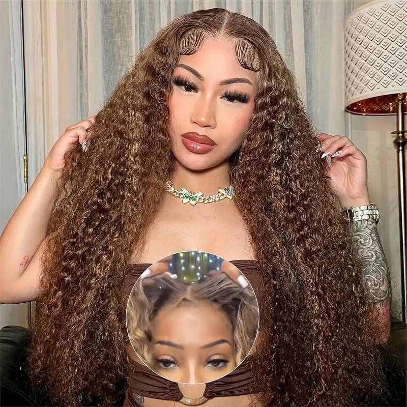 Cross -border wig European and American fashion pre -lace piano color curly hair African hot -selling front lace wigs