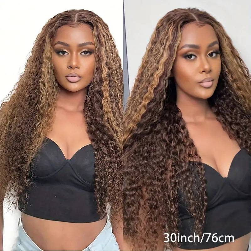 Cross -border wig European and American fashion pre -lace piano color curly hair African hot -selling front lace wigs