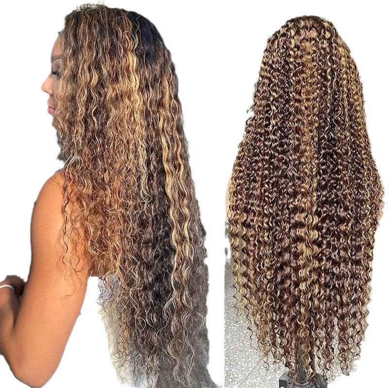 Cross -border wig European and American fashion pre -lace piano color curly hair African hot -selling front lace wigs