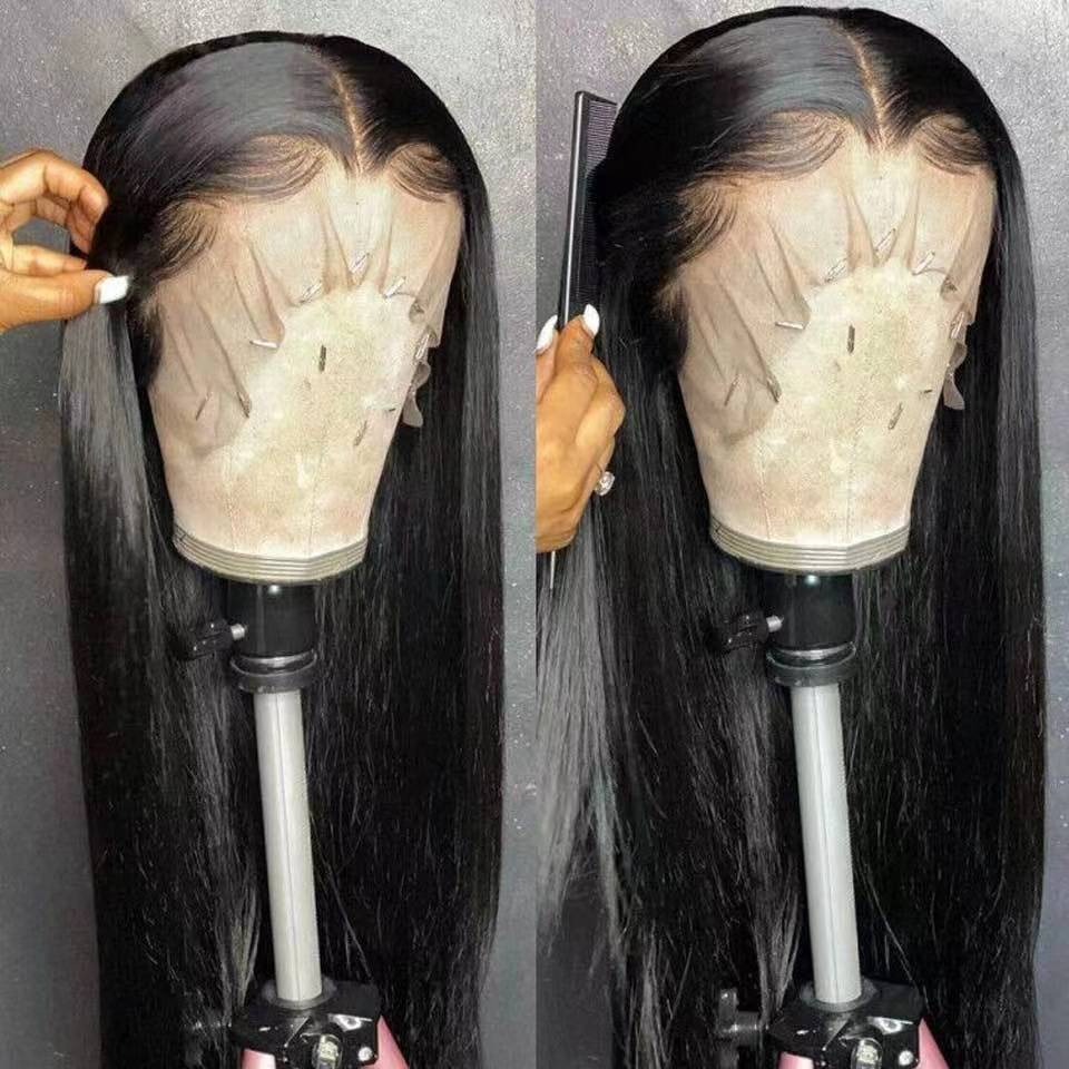 European and American women's black long straight hair wigs of hair chemical fiber front lace head cover manufacturers spot