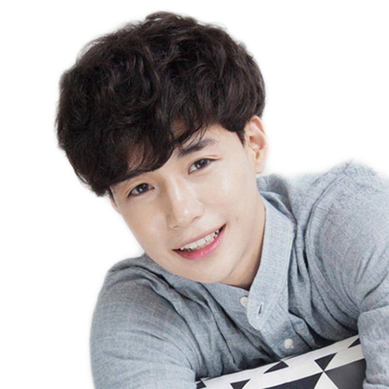Spot European and American handsome men's short curls all over the bangs -shaped fake head suite sources wholesale