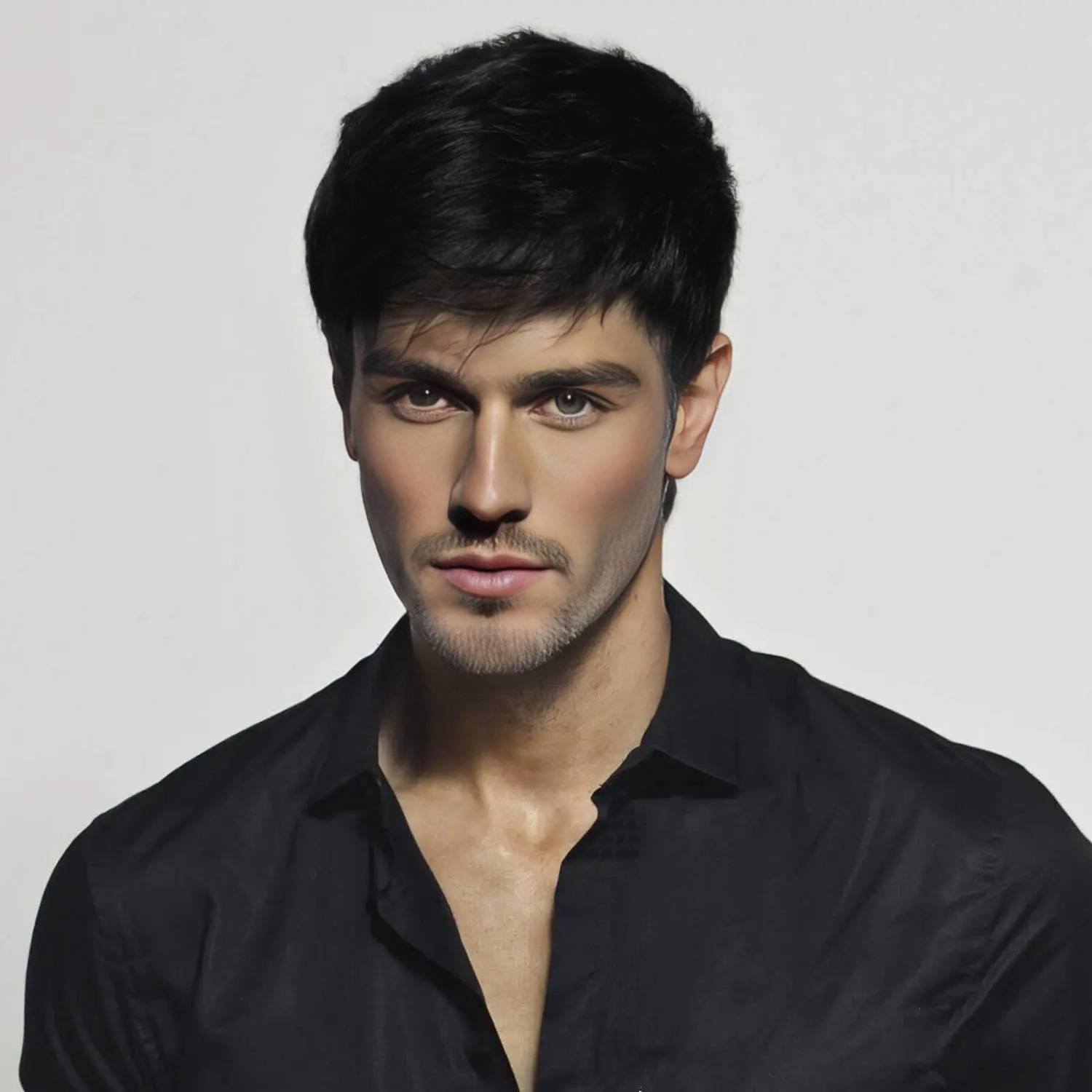 Speed Tong Men's wig oblique bangs short hair set European and American new black fluffy short hair factory supply