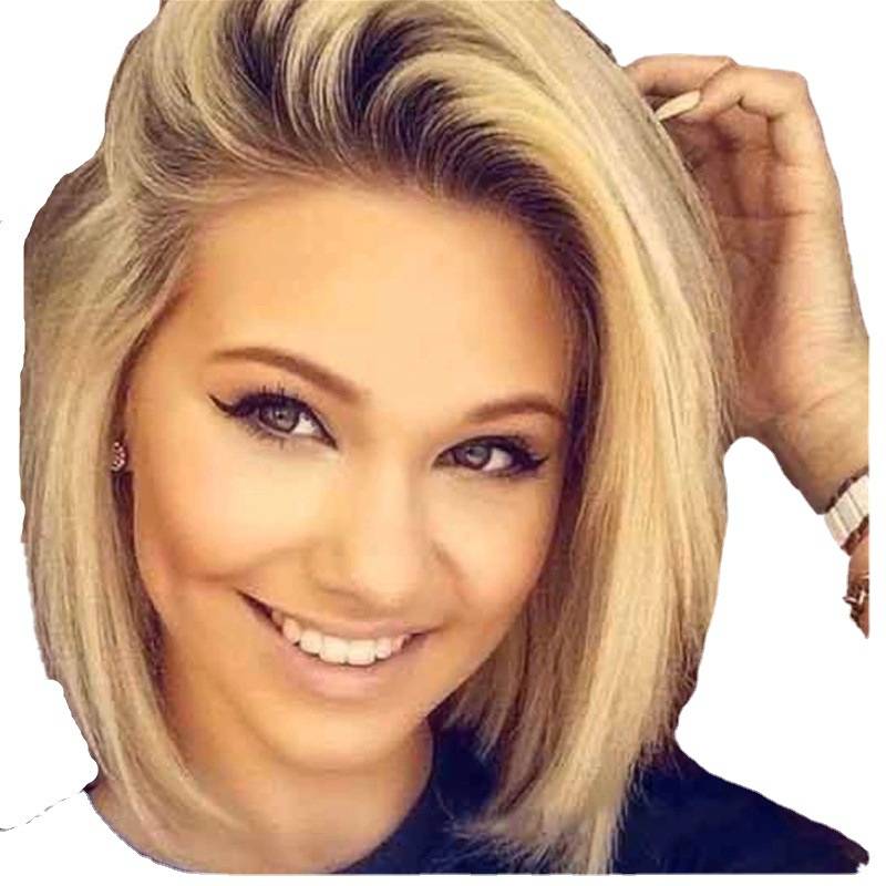 European and American genuine female wig genuine new gradient high -temperature silk rose net short straight hair wig wigs