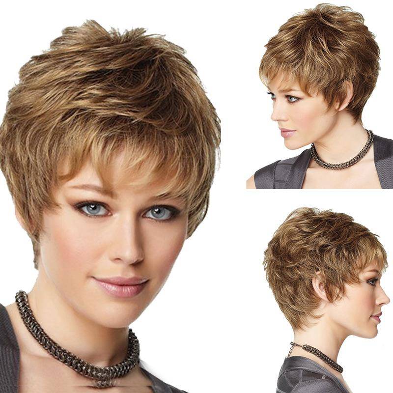 Wigs of hot -selling European and American short -coating head sets female high temperature silk rose net wigs