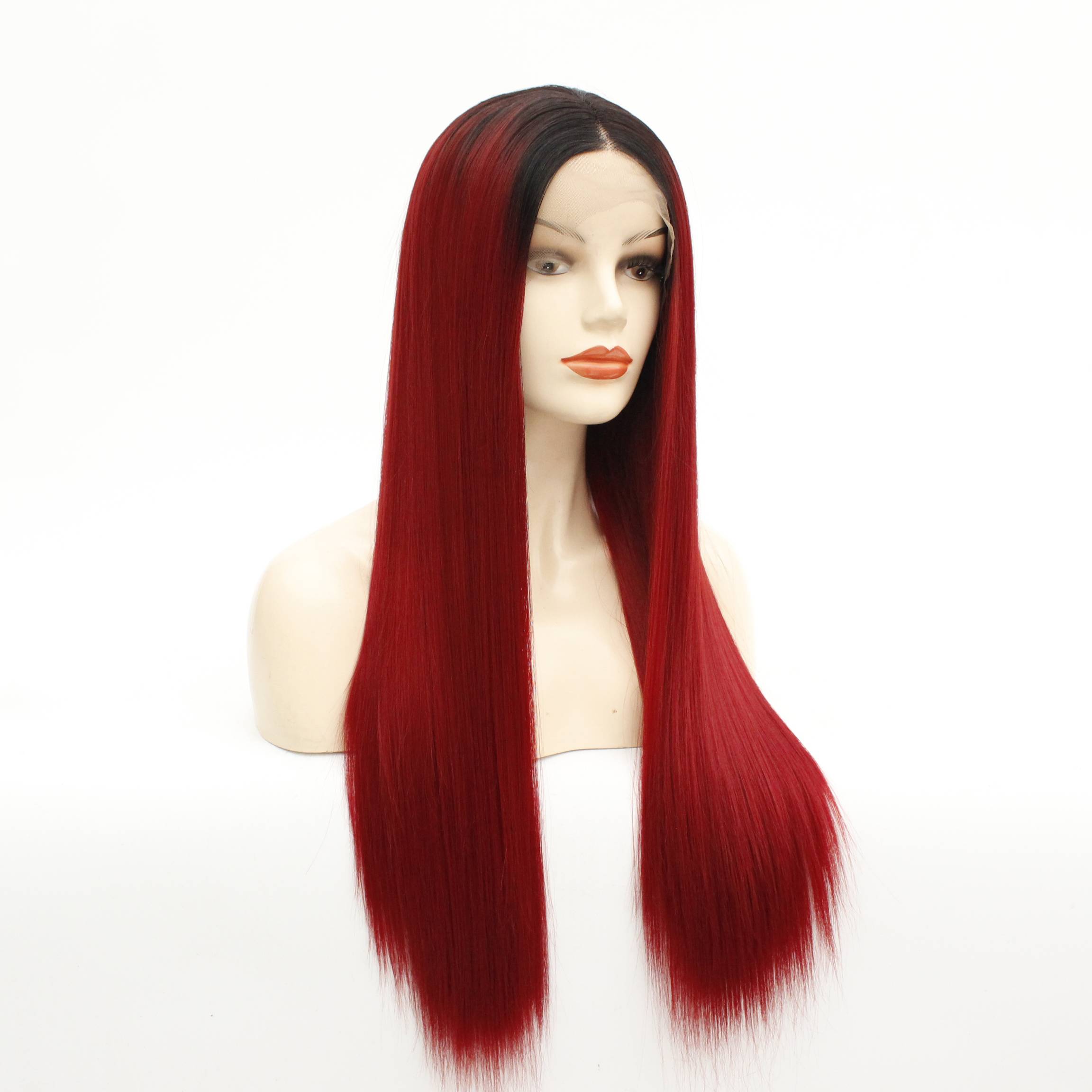 European and American new products, fashion models, colorful long straight hair, high temperature silk front lace half -handed head wig