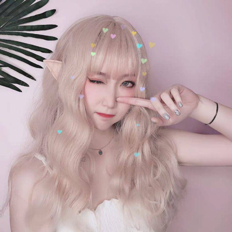 Air cross -border wig Female bangs long roll UCM hair wool roll mechanism head hood