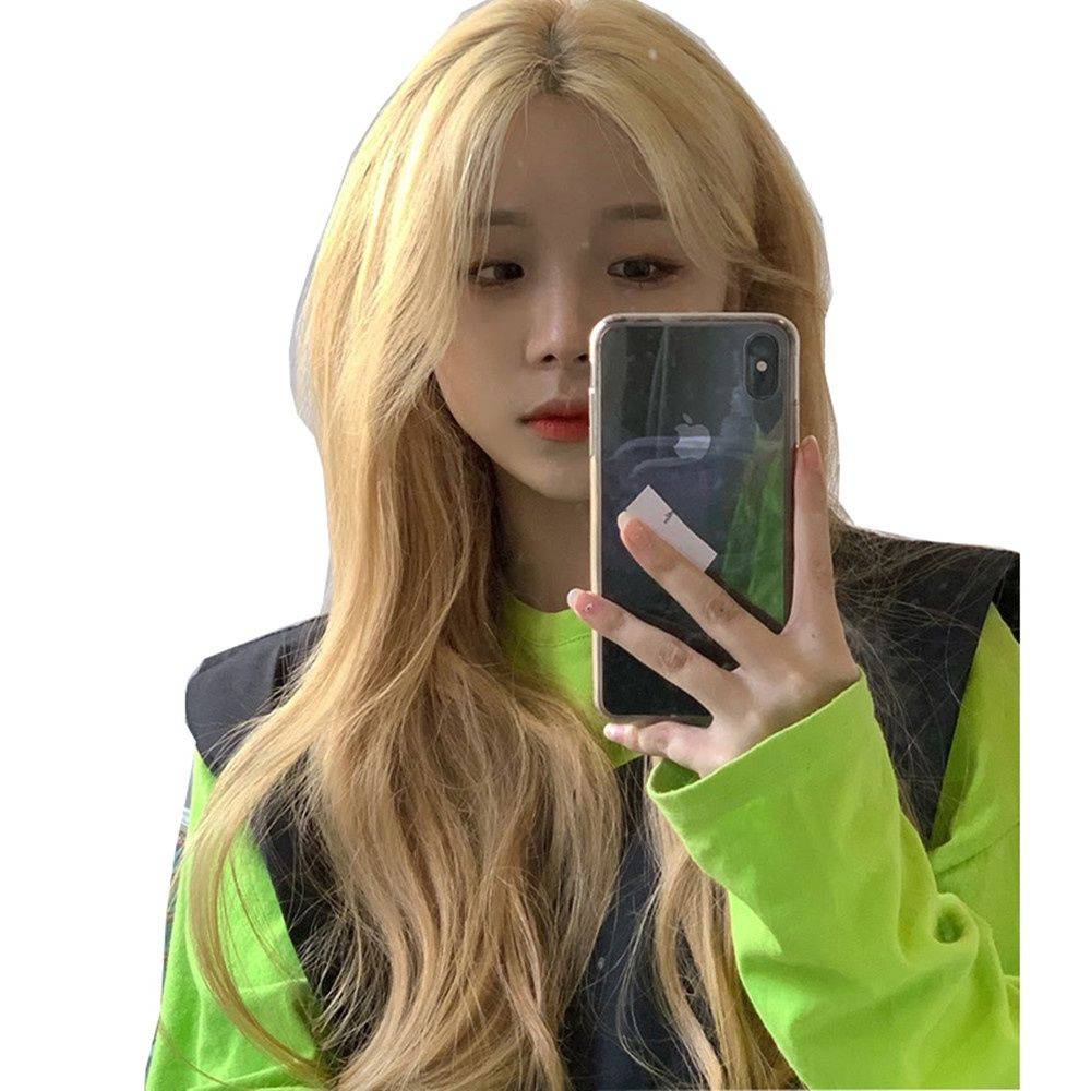 Wig women's light golden hair fashion full -headed temperament is divided into long curly hair fluffy, natural big wavy head cover