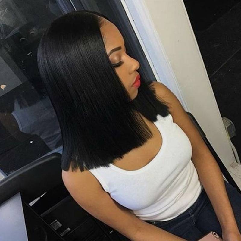African wigs, long hair, European and American fashion BoBO head, bangs collarbone hair black pseudo head cover