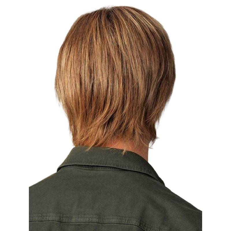 European and American men's wig Short -hair golden -brown oblique bangs wig manufacturers Direct selling Amazon hair