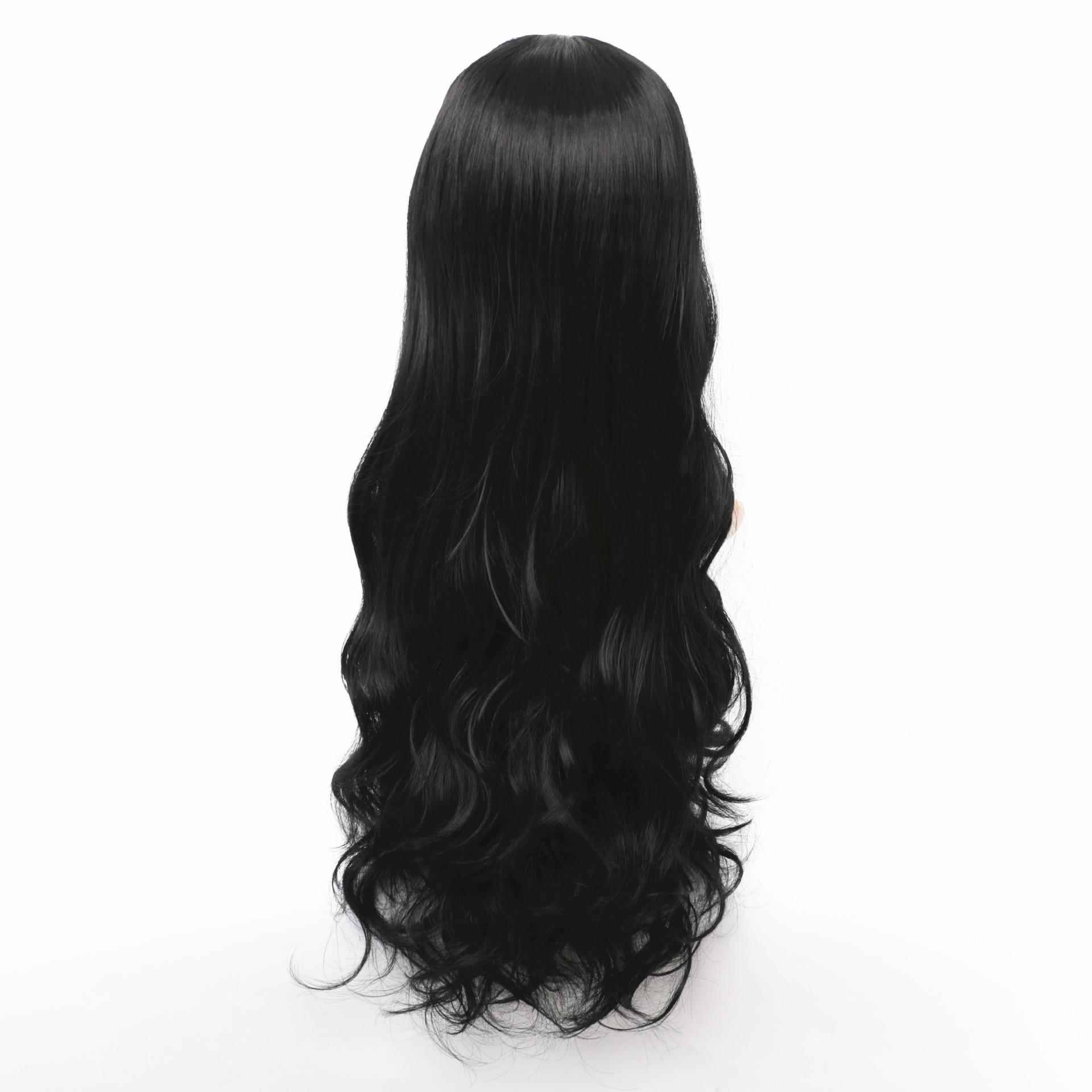 In genuine products, long curly women's long hair, big wave curly black genuine European and American fashion wig rose network