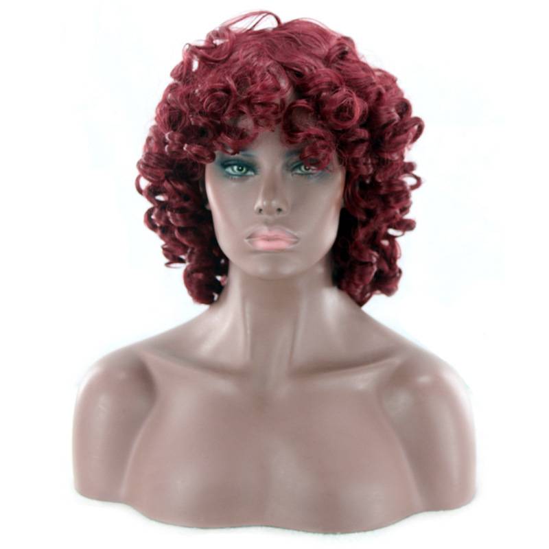 Popular African wig star Rihanna's same wigs of wine red long curly curly curly wig