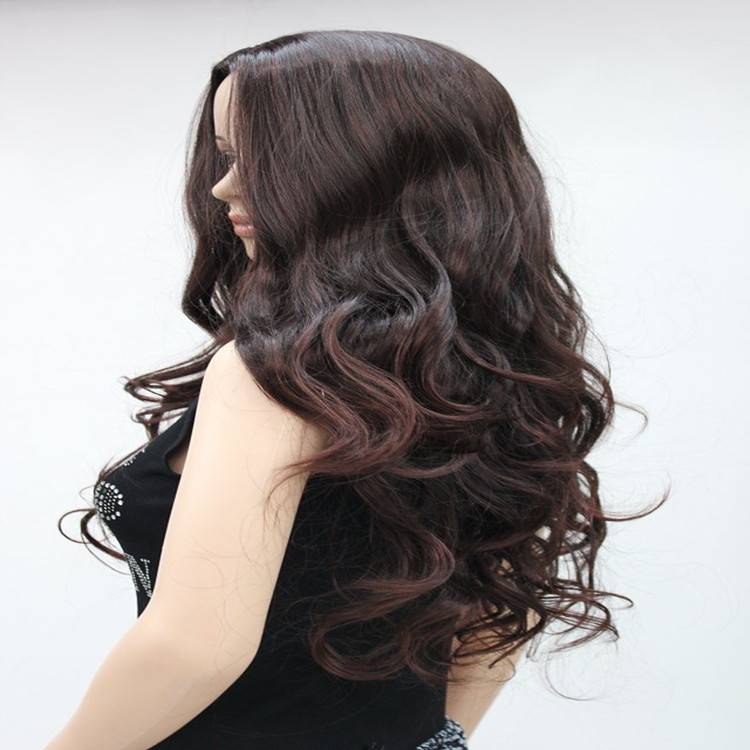 Black wig female long curly chemical fiber hood high -temperature silk European and American long curls divide wigs