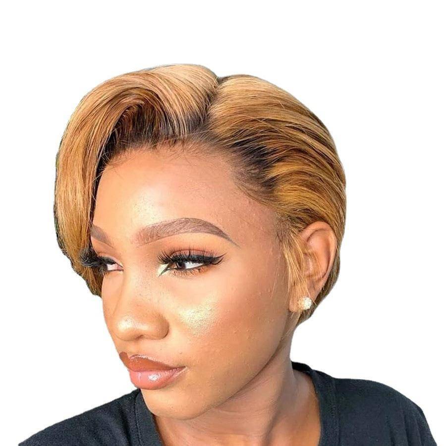 Wig European and American ladies short hair black brown partial bobo short straight hair chemical fibrous hair genuine wig factory