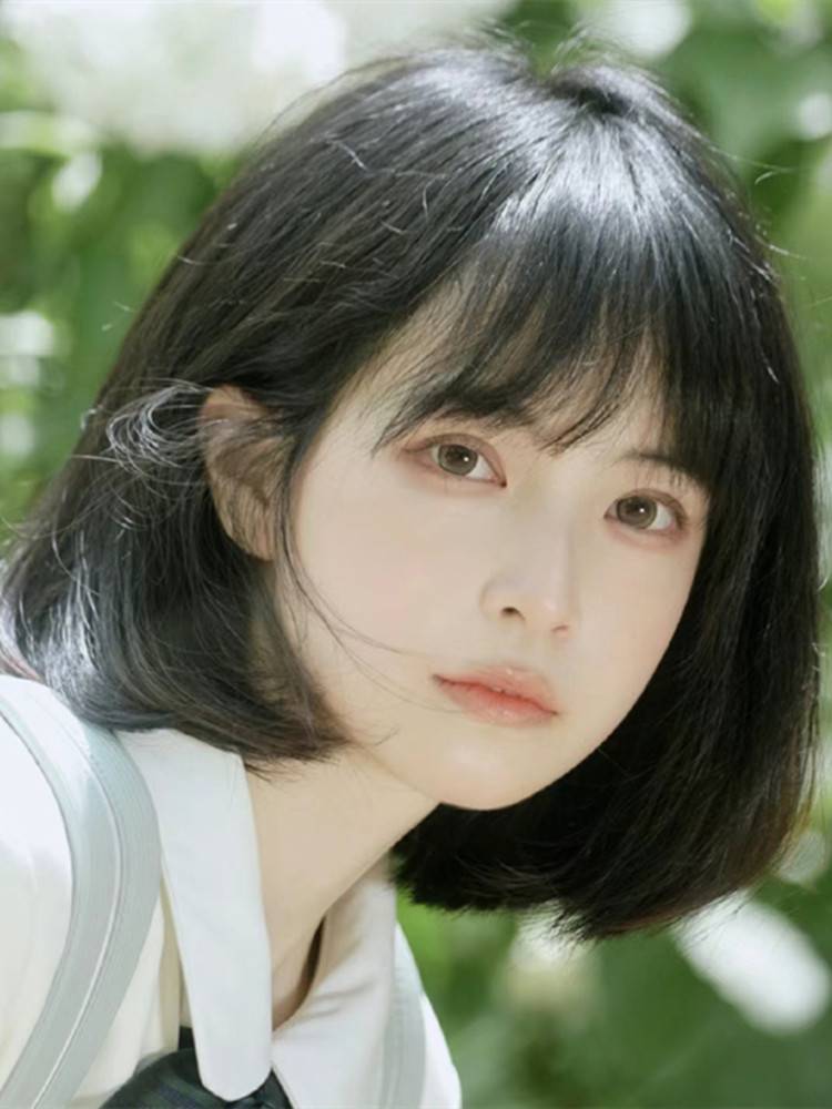 Wig female short hair BOBO head natural fashion reduction full -headed full -headed playful and cute face full top new wig