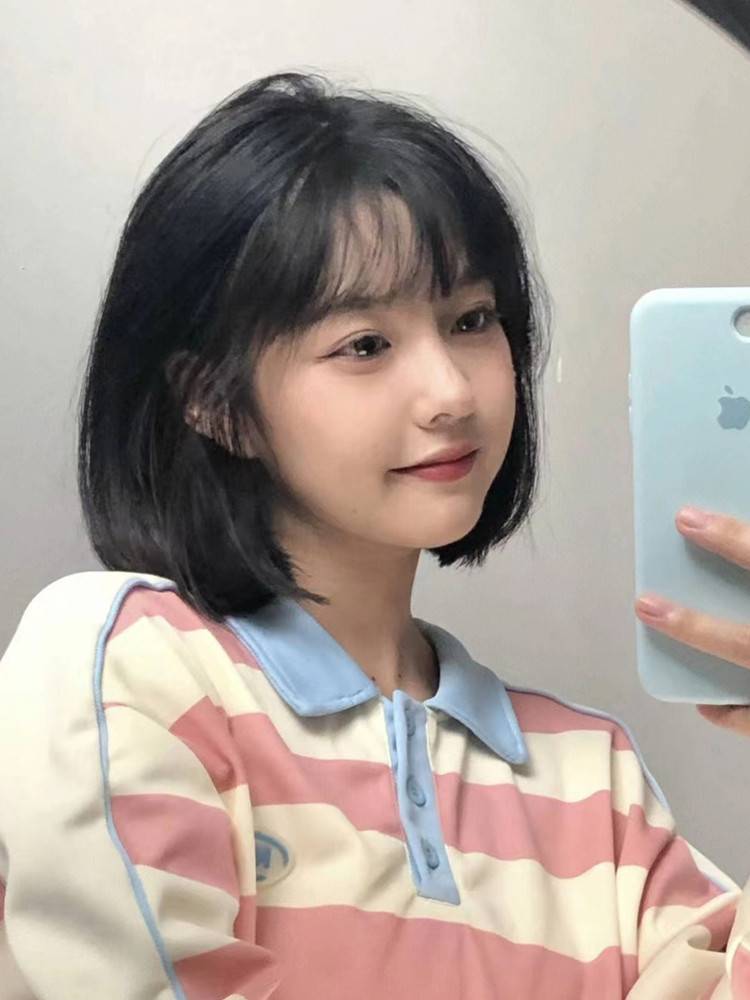 Wig female short hair BOBO head natural fashion reduction full -headed full -headed playful and cute face full top new wig