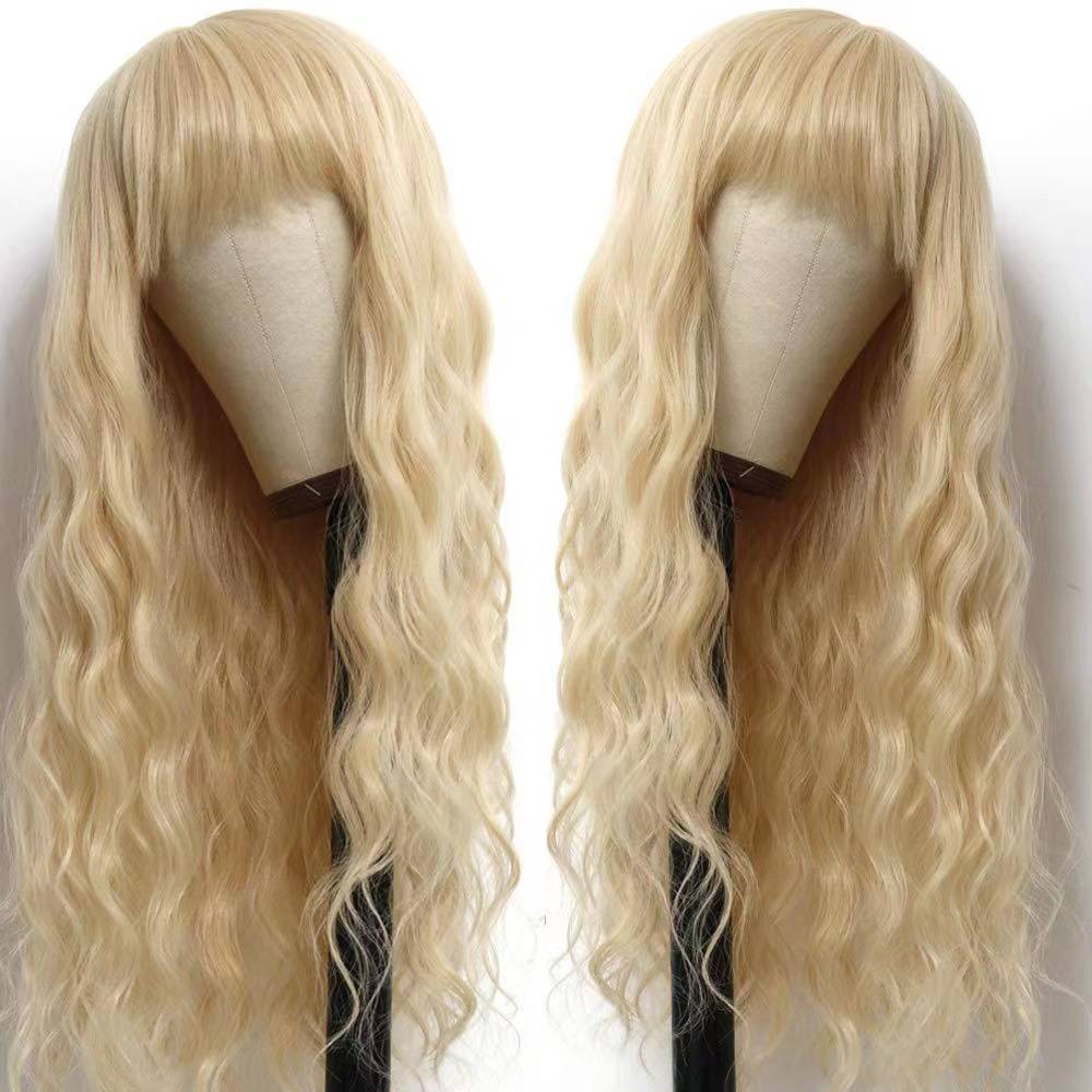 Wig Qi Liu Hai Light Golden Corn Bald Water Waves Polish Rolling Fiber Hand European and American Wig