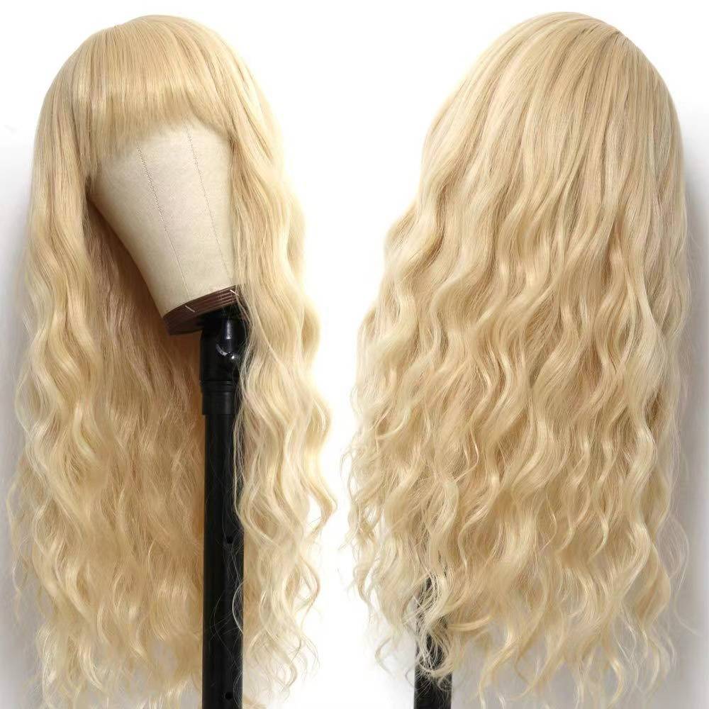 Wig Qi Liu Hai Light Golden Corn Bald Water Waves Polish Rolling Fiber Hand European and American Wig