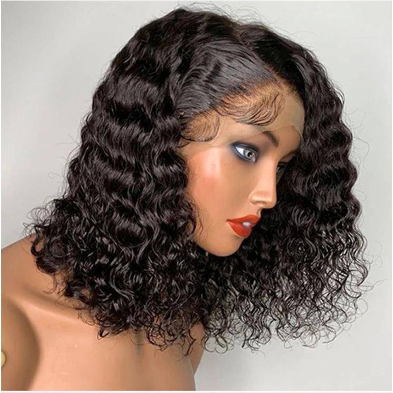 Cross -border European and American fashion wigs female small front lace African black curly long curly long curly hair fake head cover