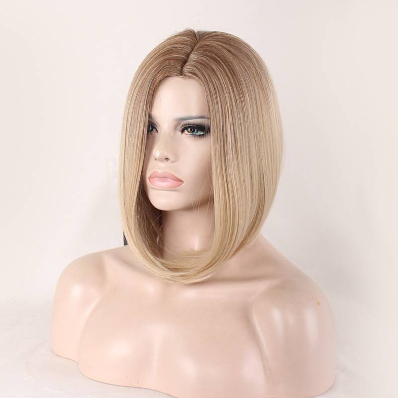 European and American wig short hair women's medium hairstyle personalized face fig