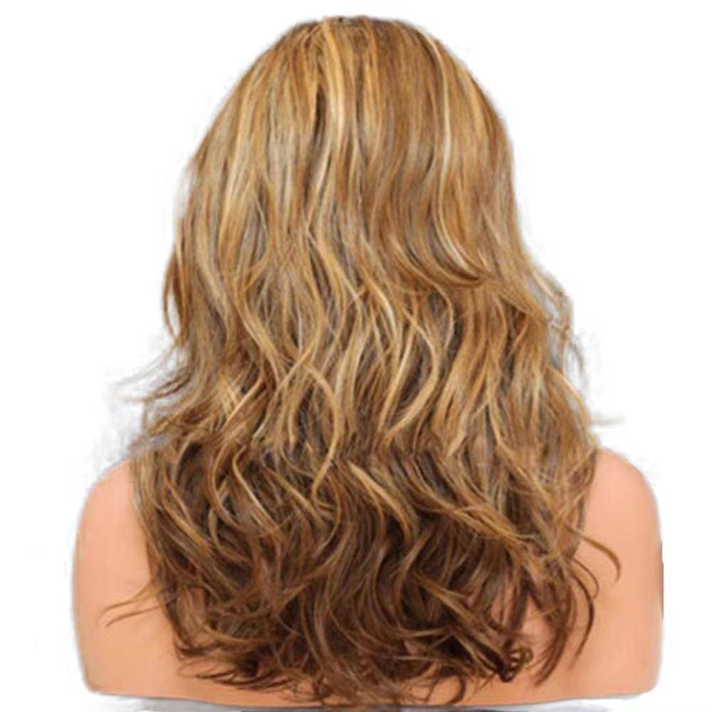 Amazon European and American wigs, long curls, brown brown brown dyeing gradient wigs, chemical fiber high -temperature silk