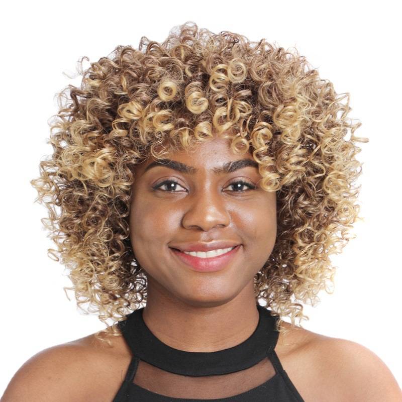 African explosion head small roll head cover short small roll head cover yellow -brown gradient pseudo head cover