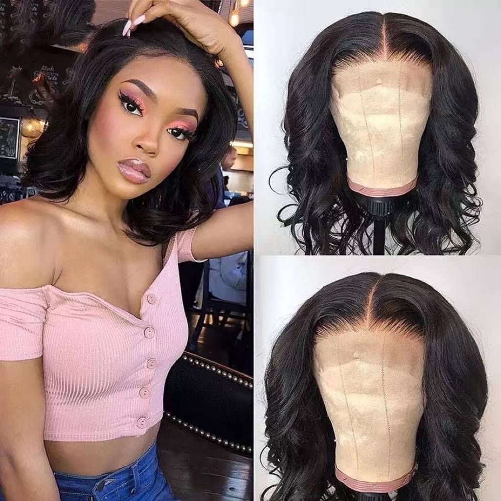 New wig European and American ladies short hair in short curly curly slightly curly medium long hair high -temperature silk chemical fiber headhers