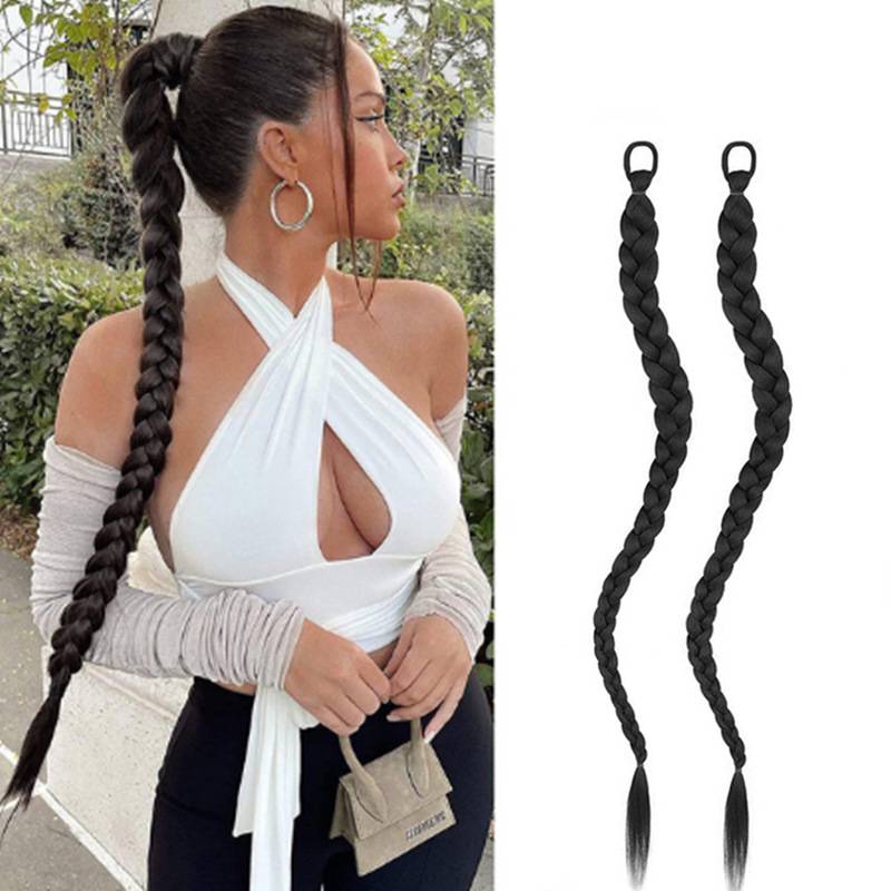 Cross -border European and American goods source wig women extended hand -woven twist braids, real boxing braid ponytails