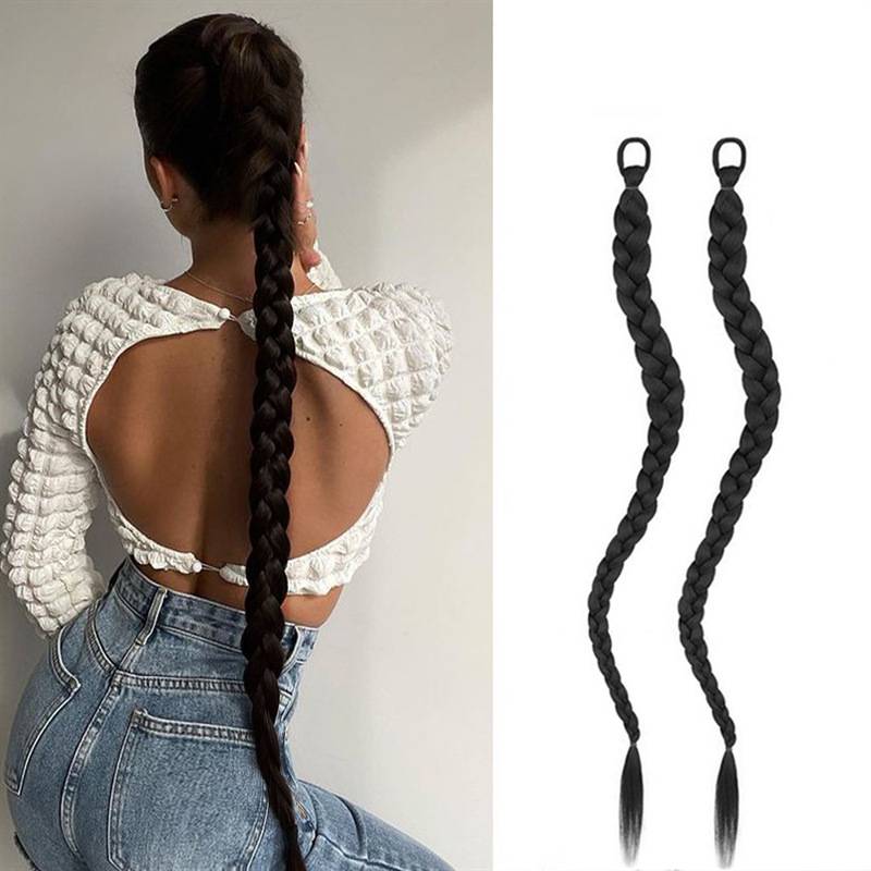 Cross -border European and American goods source wig women extended hand -woven twist braids, real boxing braid ponytails