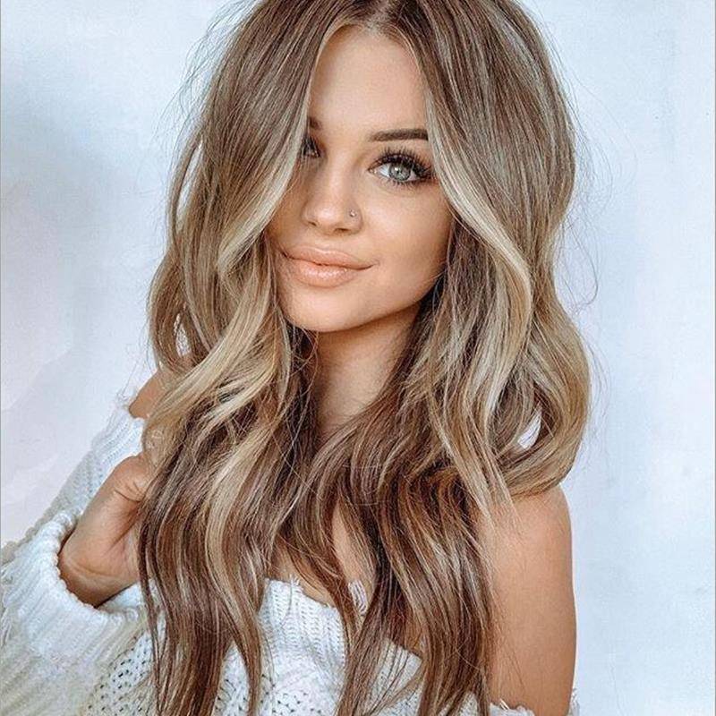 Amazon's new European and American wig women's gradient long curly rose network head cover manufacturer wigs