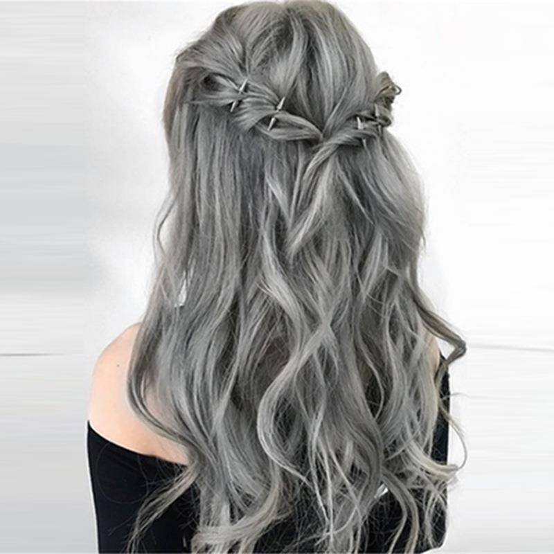 Genuine European, American, medium -sized curly female big wavy grandma gray genuine European and American fake discovery roses