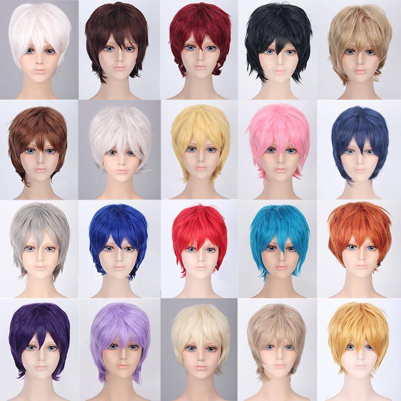 Anime men's multimeter fever sells European and American cosplay color short hair high -temperature silk anti -war wholesale