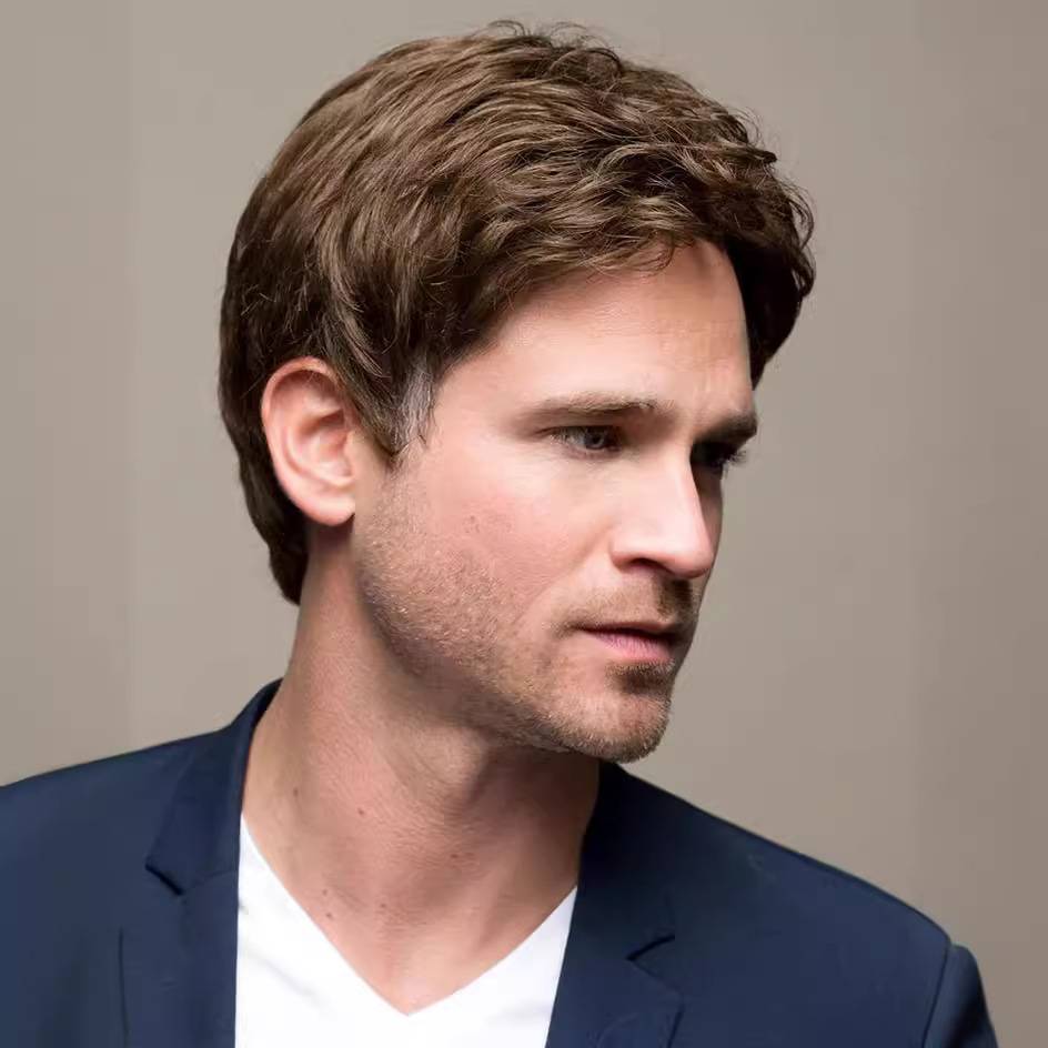 European and American hot -selling men's wig Men's short hair wig bangs are divided into brown wig