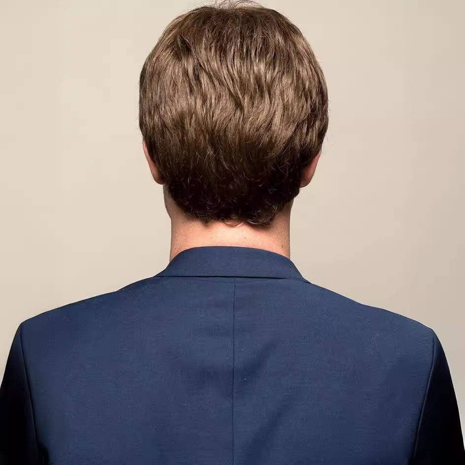 European and American hot -selling men's wig Men's short hair wig bangs are divided into brown wig