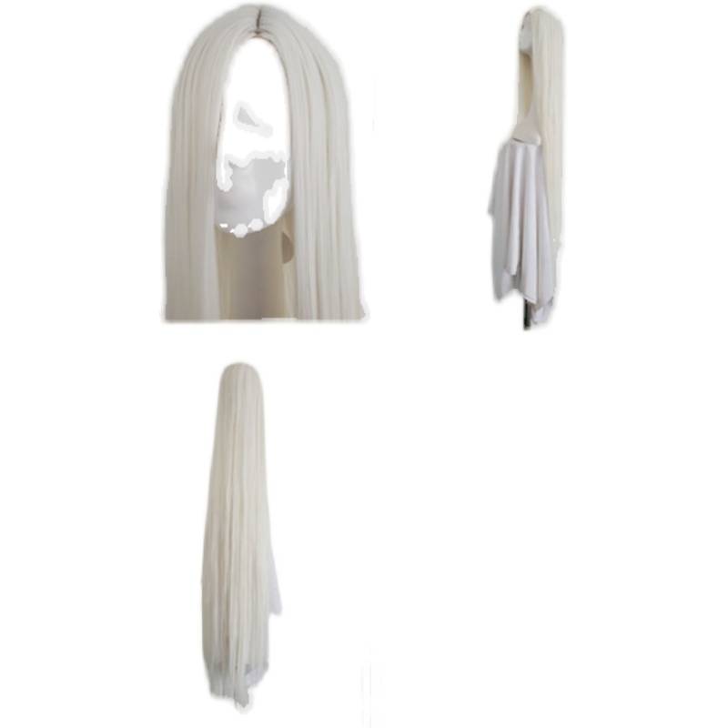 COS wig over 150 cm in straight hair in straight hair, pure white fashion anime characters, wig+hair net