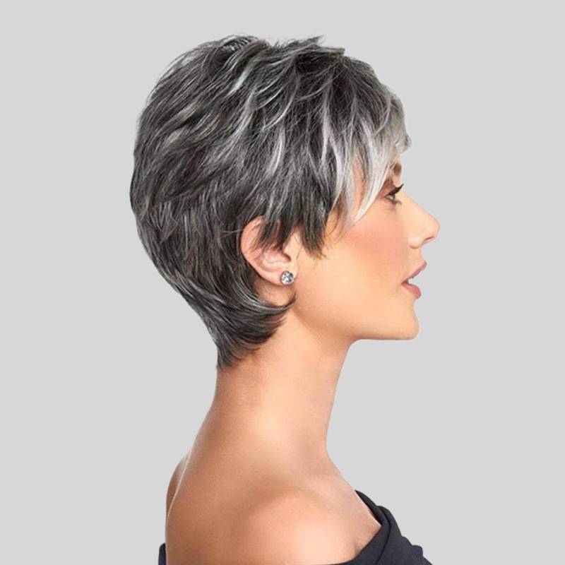 Factory Direct Selling Fashion Wore Gradient Grade Gray White Women's Short Hair Tube Points Divided into High temperature Silk