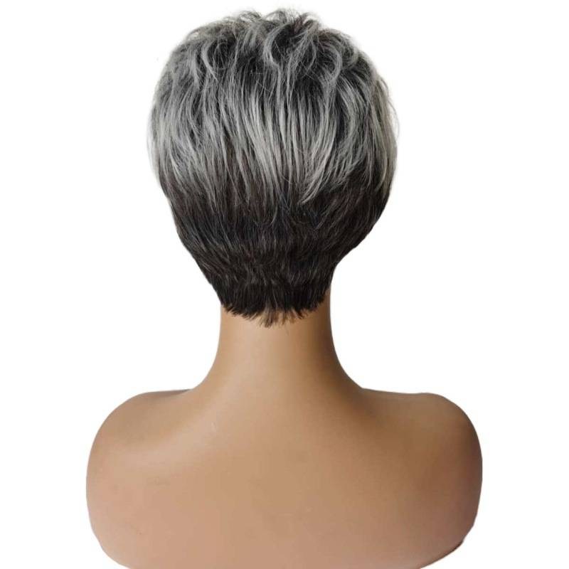 Factory Direct Selling Fashion Wore Gradient Grade Gray White Women's Short Hair Tube Points Divided into High temperature Silk