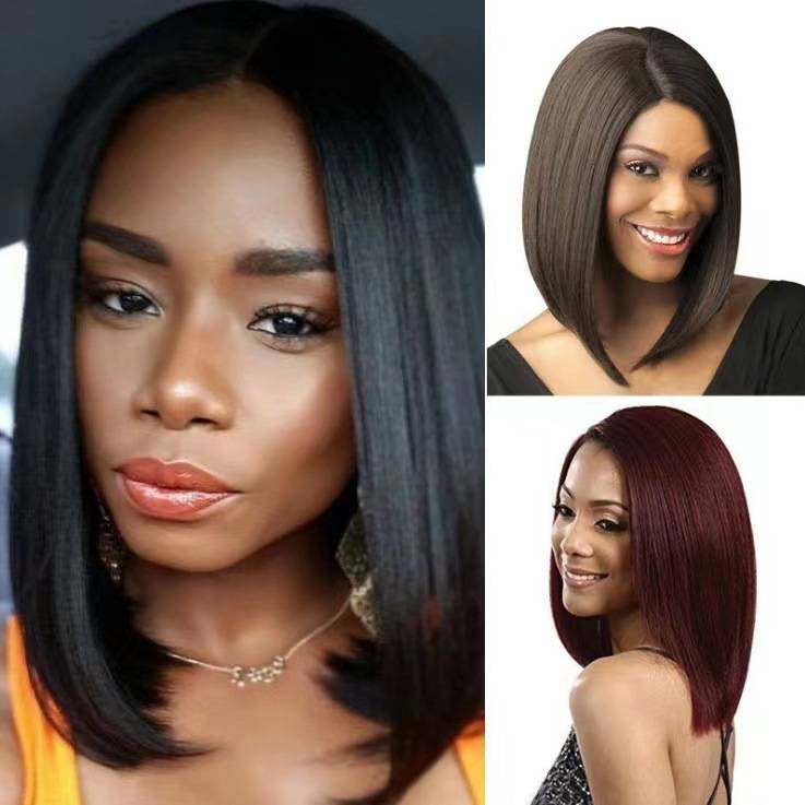 European and American fashion ladies in black short straight hair are divided into BOBO Bobo head African ladies wig
