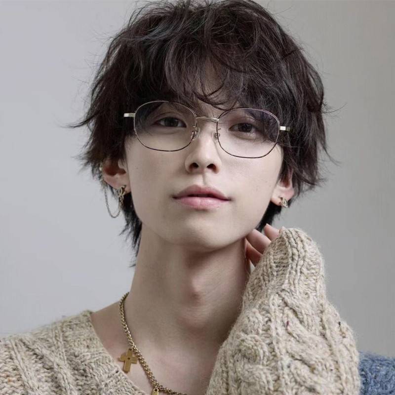 Ruibeica wig Men's short curly hair fashion handsome natural fluffy men's Korean version micro -divide wool roll daily simulation
