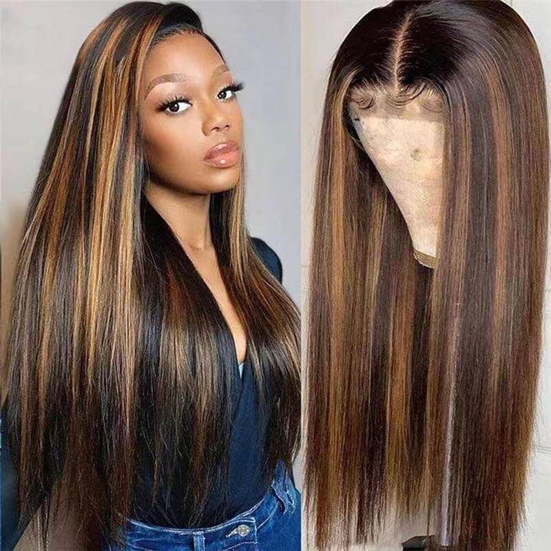 Wig female African fashion mid -length straight hair dye dyeing gradient long hair, long hair, wigs, manufacturers spot