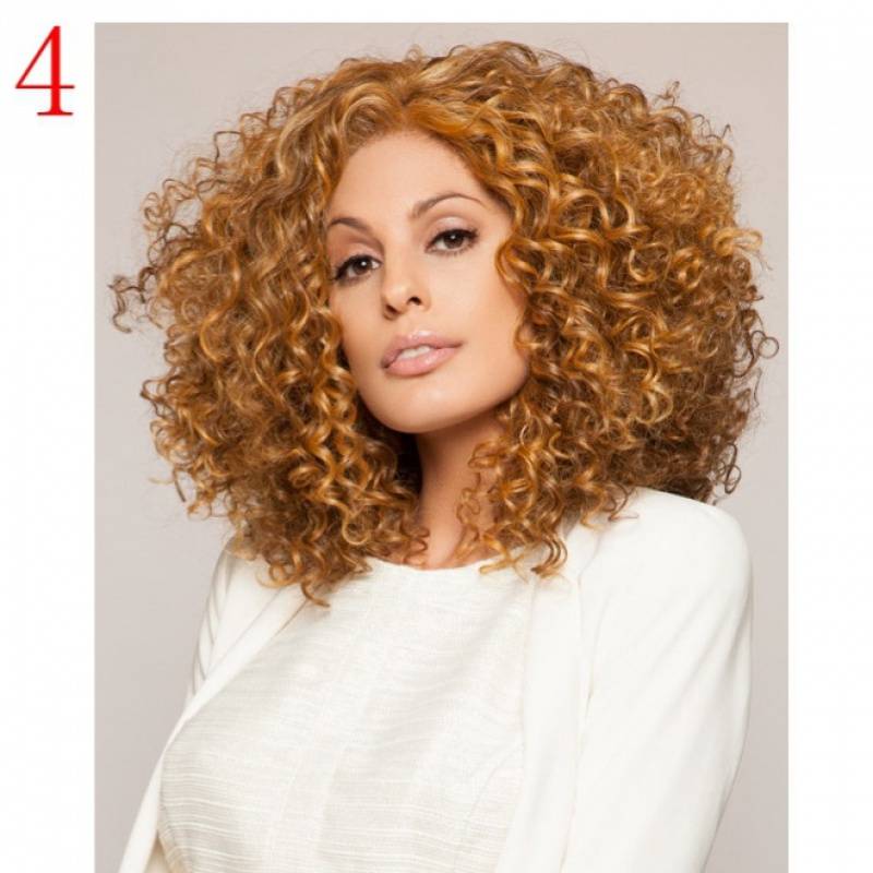 Cross -border European and American African Black Rolling Wig European and American ladies wig
