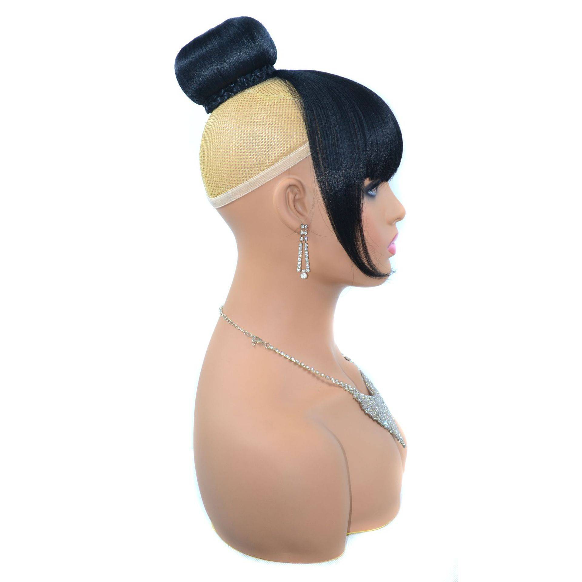 European and American retro hair bangs integrated wigs of small apple hair buns with braid bun bangs bangs wigs