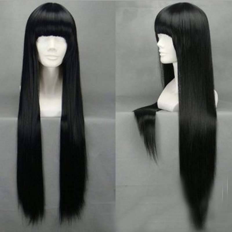 European and American hot -selling cos anime 800cm straight black universal color wig cosplay wigs