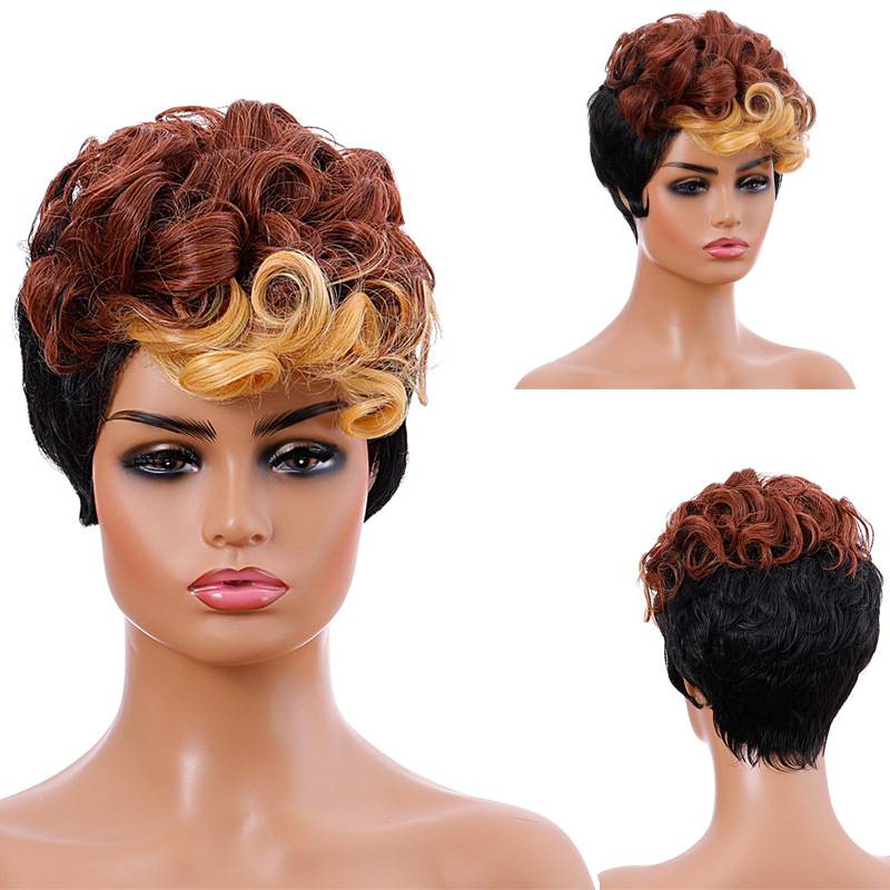 European and American short curly hair cross -border new Amazon new women's fashion wig fiber sleeve