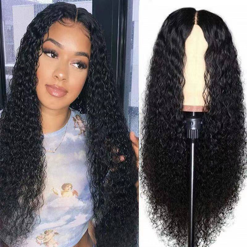 Factory spot African wig European and American cross -border long curly hair Divide corn hot black curly hair support for agent hair