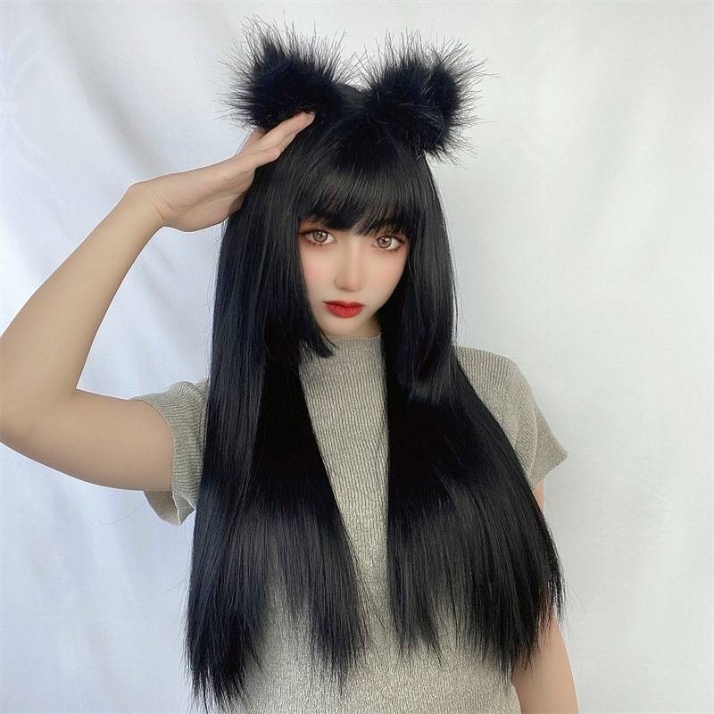 Wig female long -haired air bangs Princess COS Natural Net Red Face Fighting Face Girl Wiggle Holders