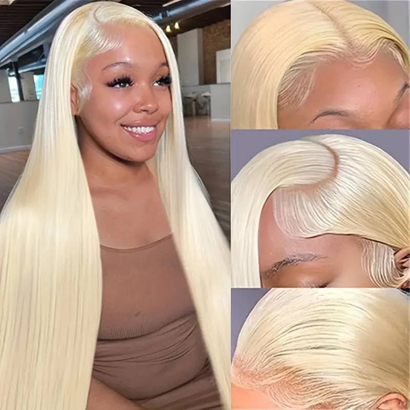 European and American women's fashion light gold -colored dyeing pseuda hot sales Before the sales of lace natural straight hair cross -border supply full set