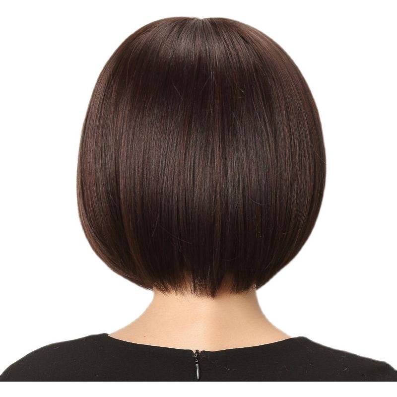 Female bobo short straight hair 2021 new fashion fluffy and oblique bangs repair face, natural full head wig