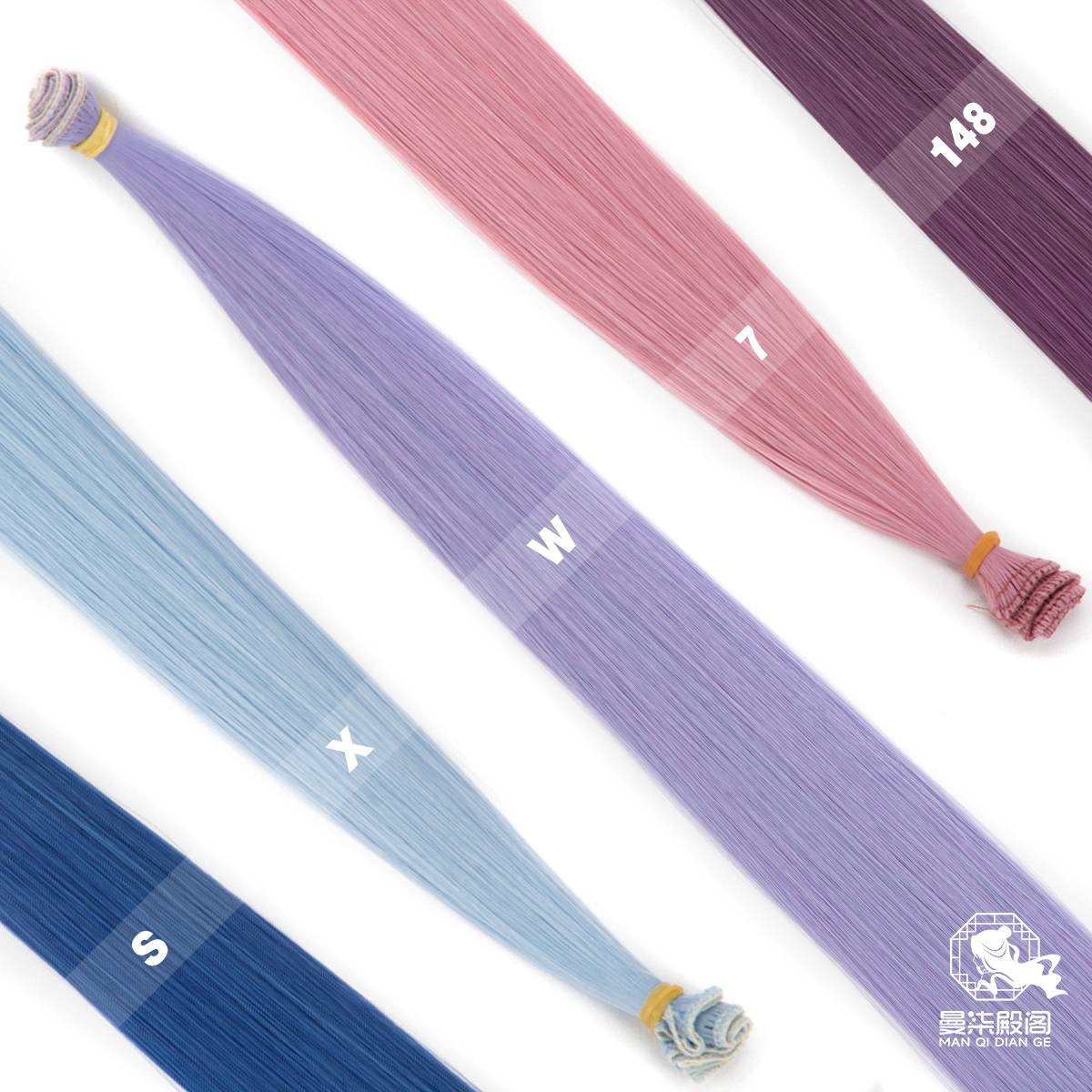Manyu Hall Pavilion Tibetan blue orchid-blue shallow smoke lake blue universal row cos wig hair 97-120
