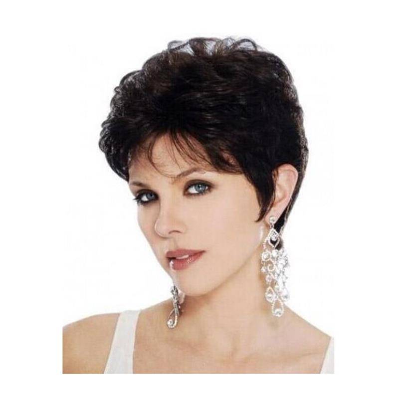 Speed Store European and American fashion ladies short curly hair brown slightly curly rolling whole wig head cover cross -border wig